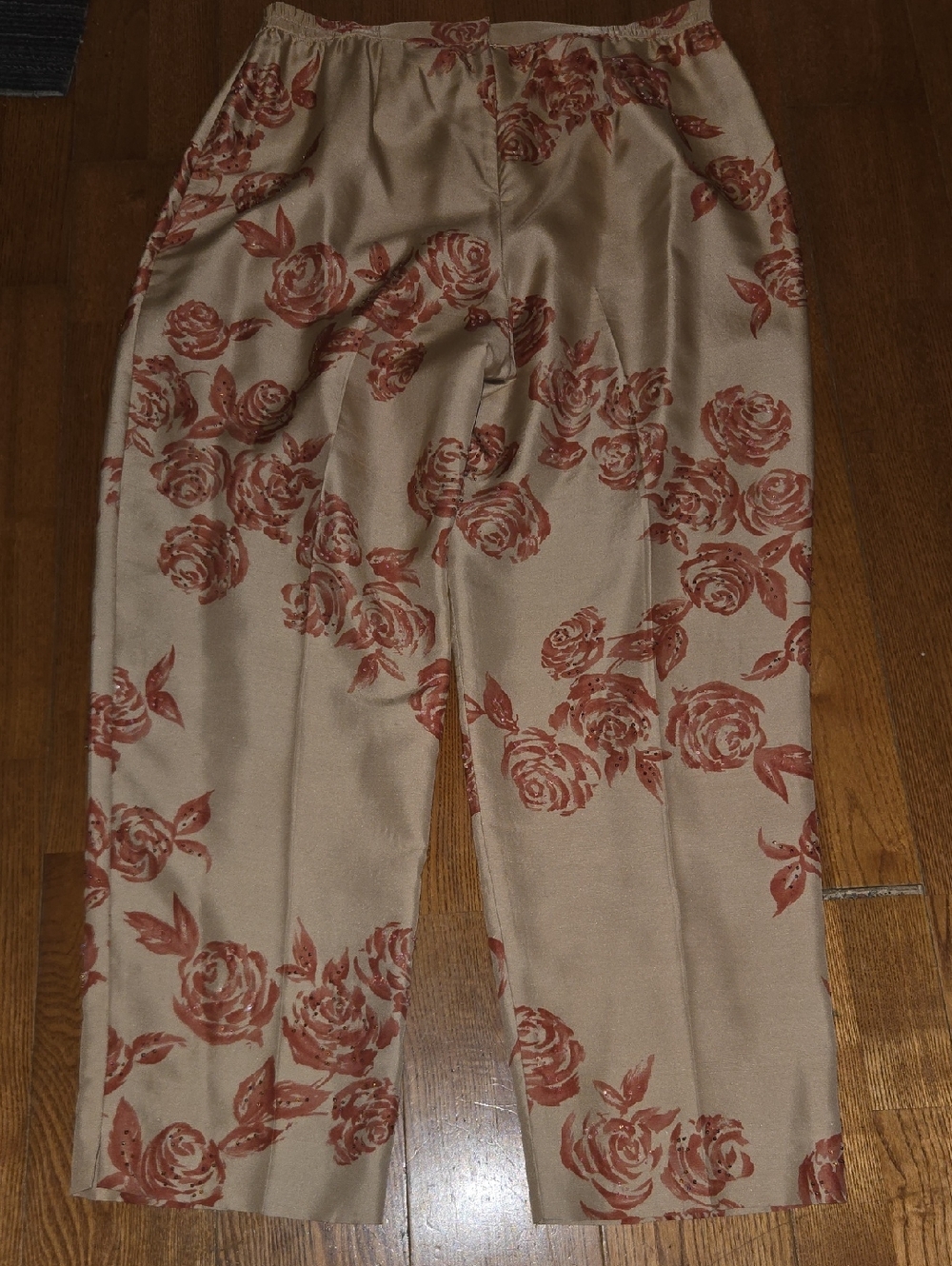 Adrianna Papell Beige Silk Beaded Pants Size 16 - Picture 5 of 8